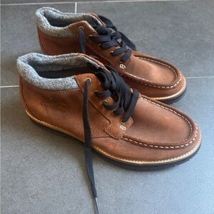 Woolrich Brown Suede Chukka Boots with Gray Wool Collar